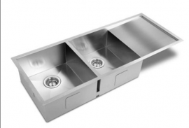 Under / Over Mount Double Bowl Sink With Drainer SBCKR114